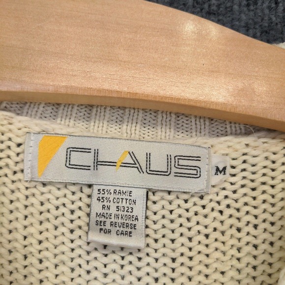 Chaus Women's Rose Pullover Knit Sweater Cream Medium Floral Crew Neck - Picture 9 of 12